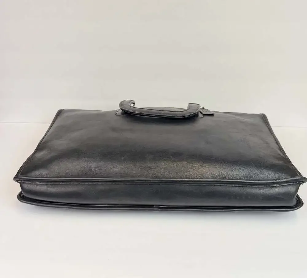 Vintage Coach Slim Briefcase Portfolio in Black Glove-Tanned Leather